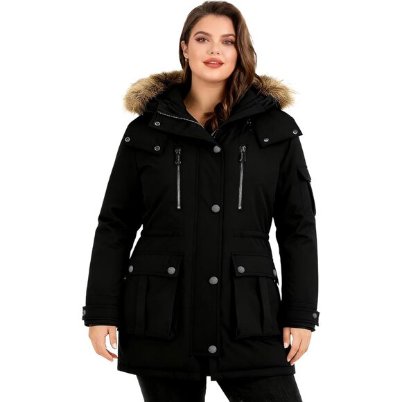 Versatile Plus Size Women's Parka - 5X Warmth & Style with Fleece-Lined Pockets - Picture 4 of 6